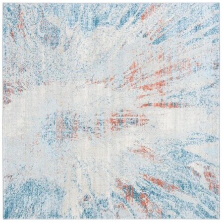 Safavieh 3 x 3 ft. Tulum Contemporary Square Power Loomed Rug Blue & Pink TUL228M-3SQ